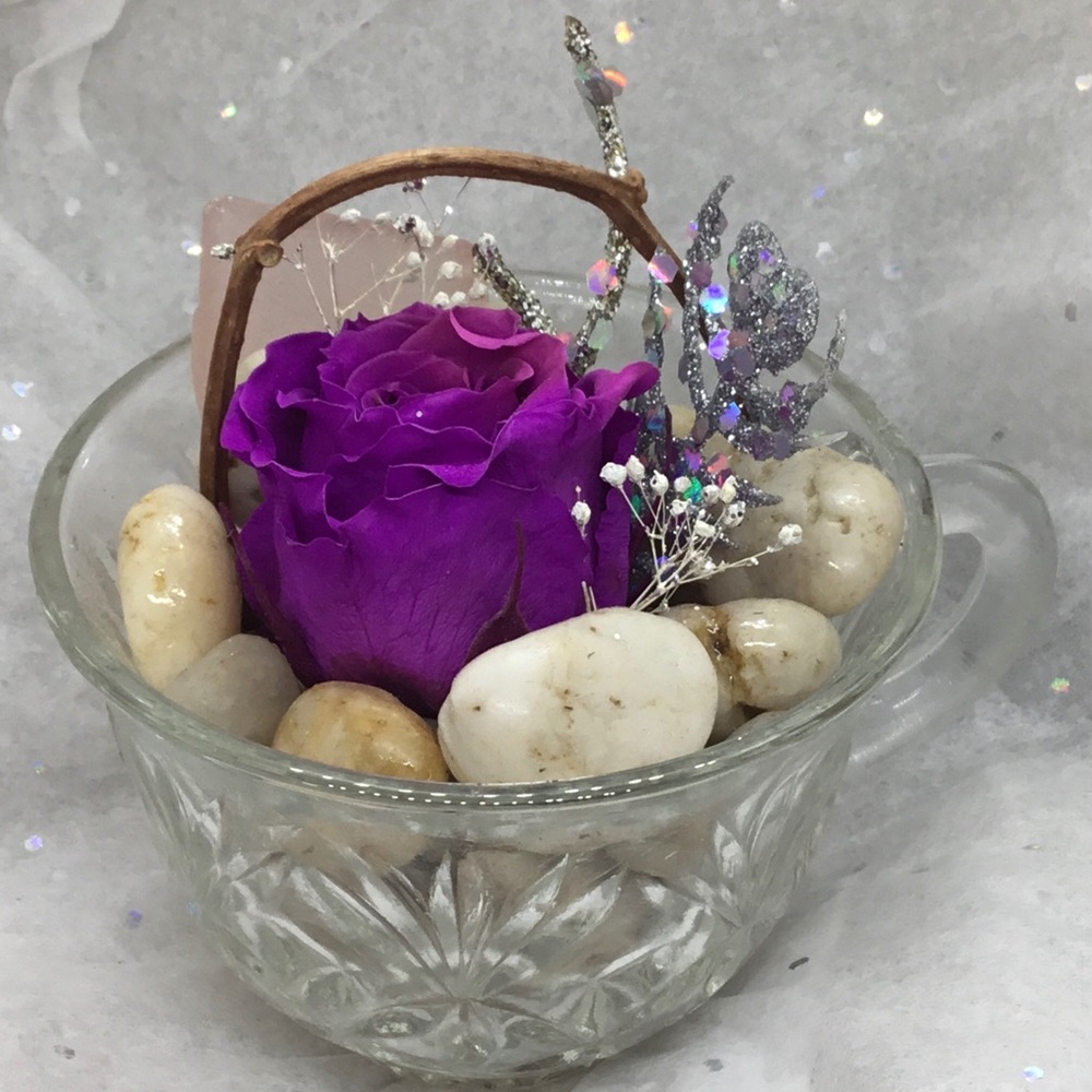 Preserved Purple Rose Tea Cup